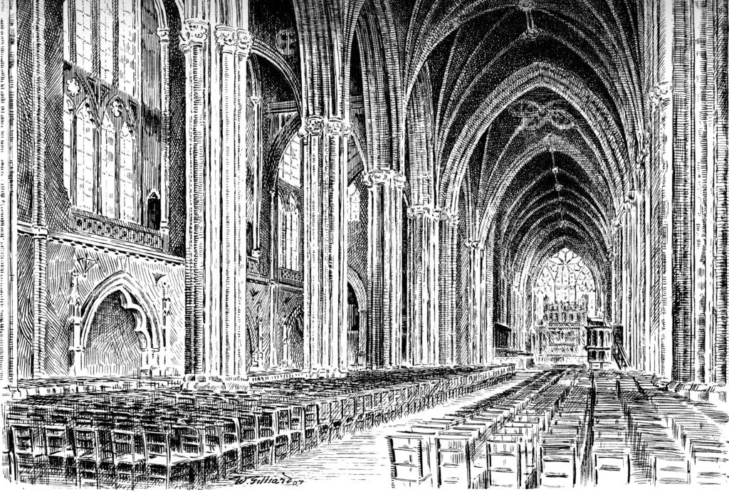 Detail of Interior of Bristol Cathedral by W Gilliard