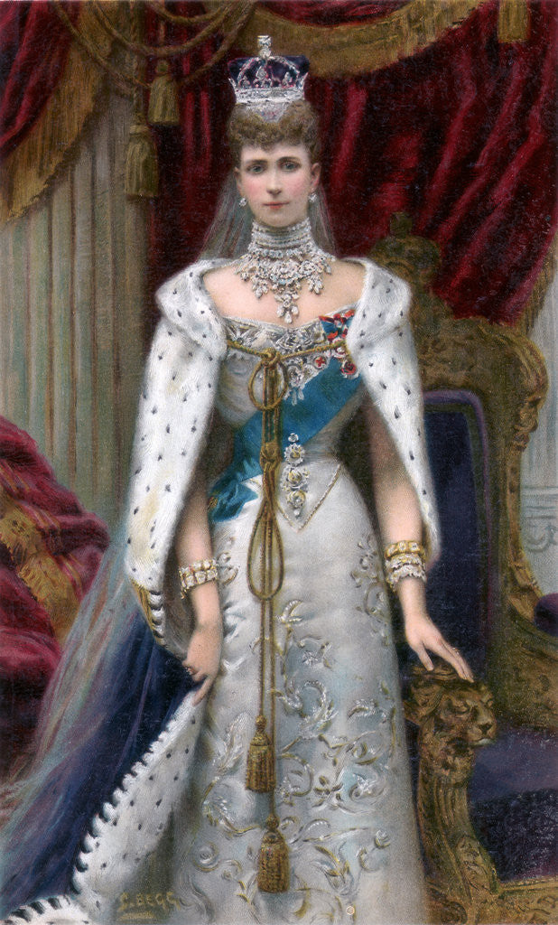 Detail of Queen Alexandra in full coronation robes by Anonymous