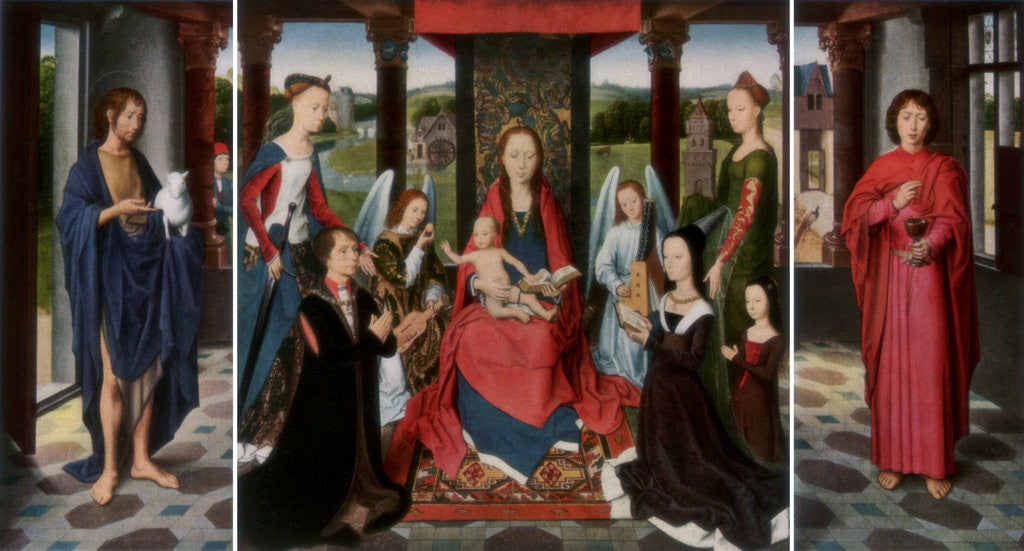 Detail of The Virgin and Child with Saints and Donors (The Donne Triptych) by Dirck Bouts