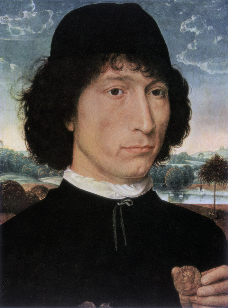Detail of Portrait of Nicolo Spinelli by Hans Memling