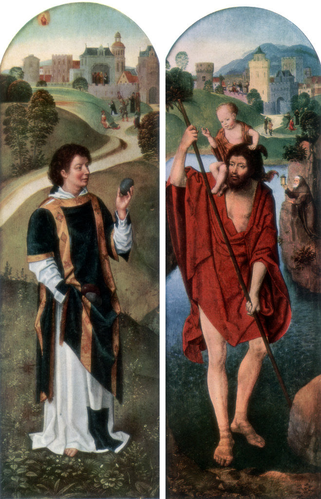 Detail of St Stephen and St Christopher by Hans Memling