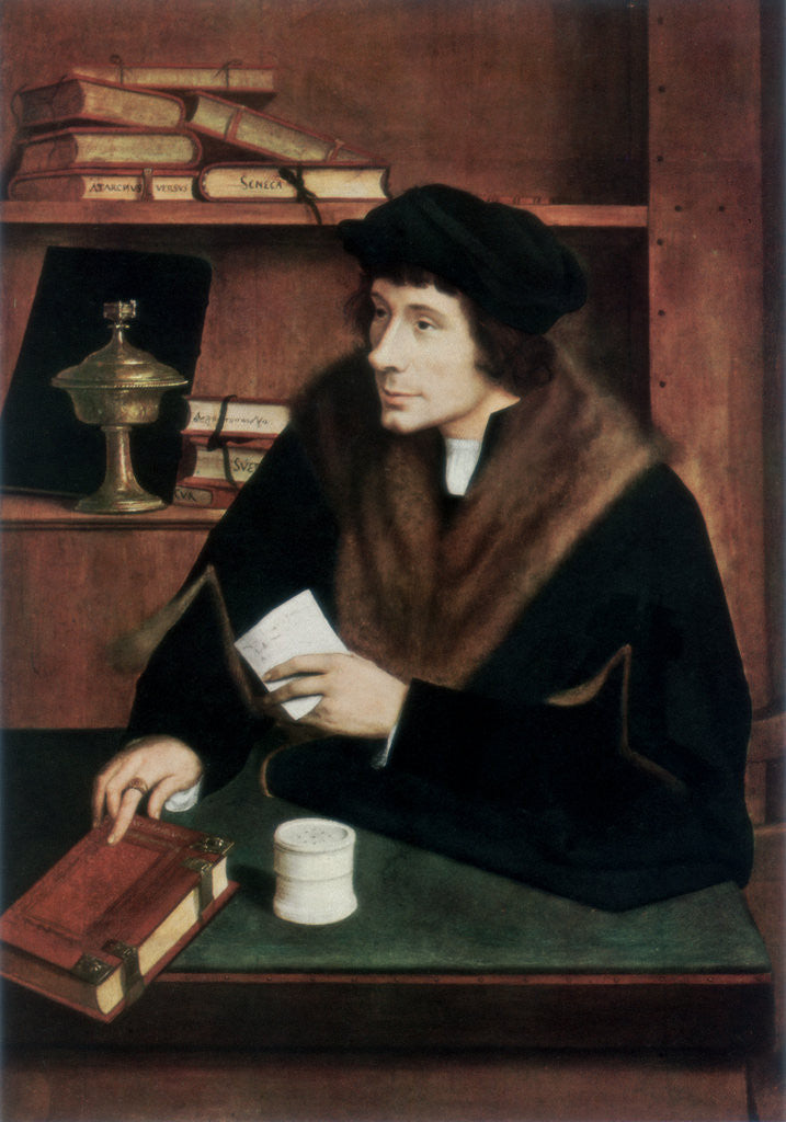 Detail of Petrus Aegidius by Quentin Metsys I