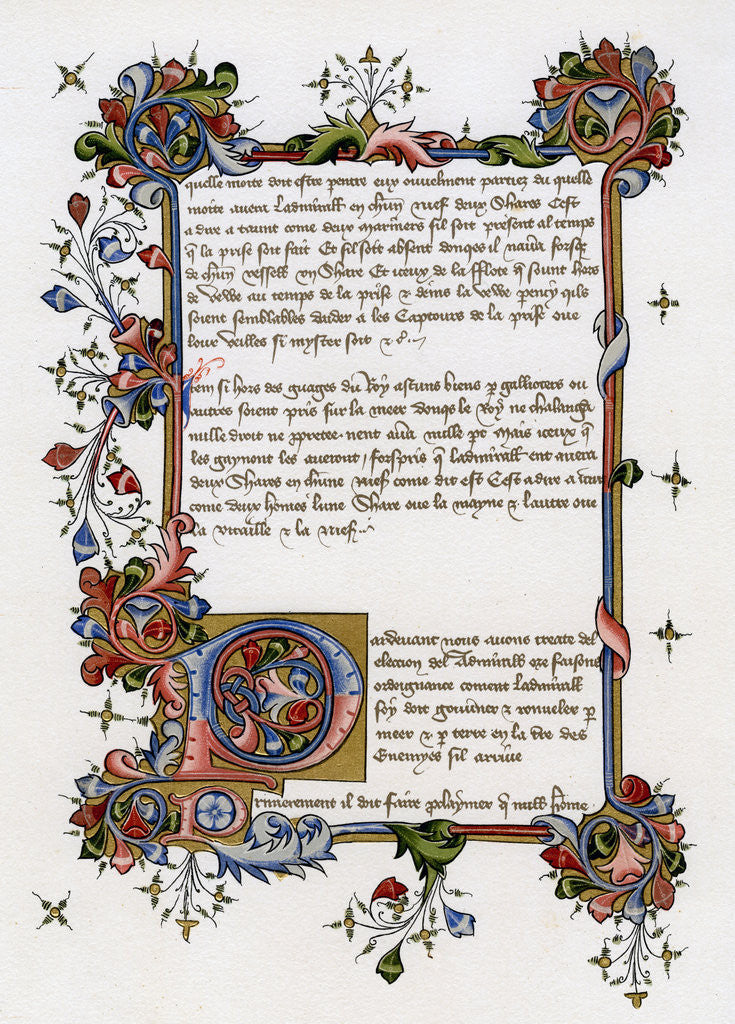 Detail of Text page with illuminated initial letter by Anonymous