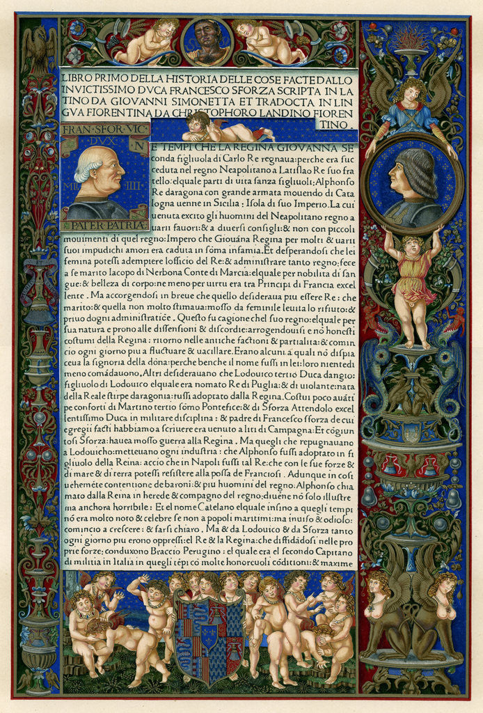 Detail of Text page with portraits of Francesco Sforza by Anonymous