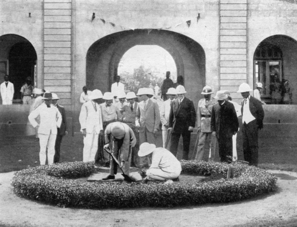 Detail of The Prince of Wales planting a tree at the Kumasi Church College, Ghana by Anonymous