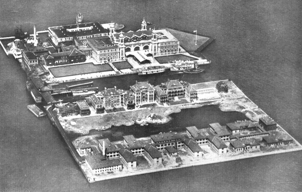 Detail of Aerial view of Ellis Island Immigration Station, New York, USA by Anonymous