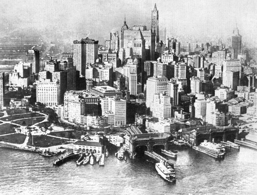 Detail of Aerial view of Lower New York, USA by Anonymous