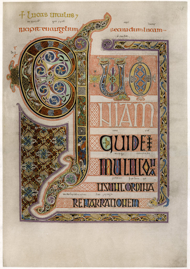 Detail of Page of illuminated text from the Gospel of St Luke by Anonymous