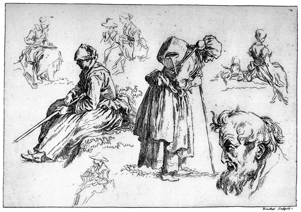 Detail of Diverse Figures by François Boucher