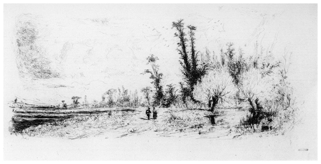 Detail of Saulaie des Environs de Paris by Paul Huet