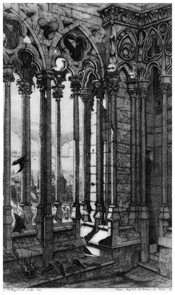 Detail of La Galerie Notre-Dame by Charles Meryon