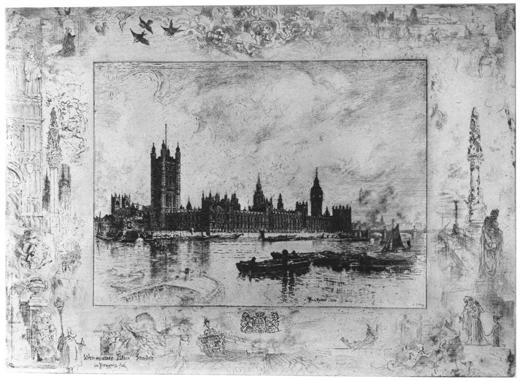 Detail of Westminster Palace by Felix Hilaire Buhot