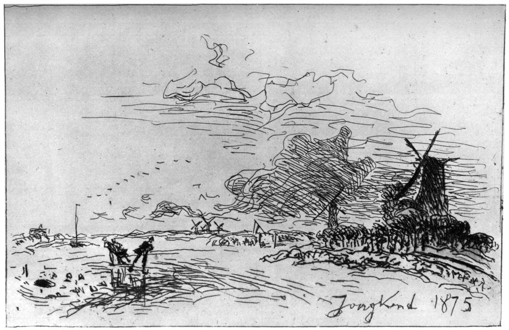 Detail of Canal pres Rotterdam by Johan Barthold Jongkind