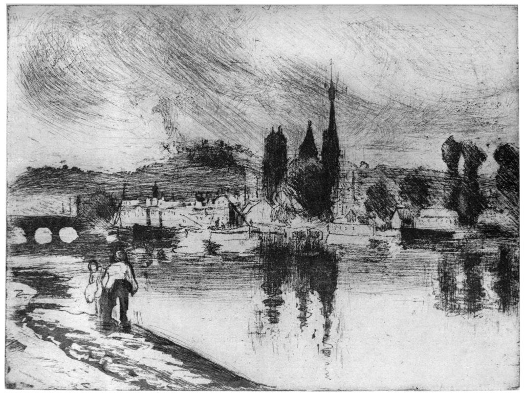 Detail of Rouen, Cours la Reine by Camille Pissarro