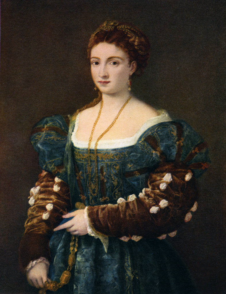 Detail of Portrait of a Noblewoman, or La Bella by Titian