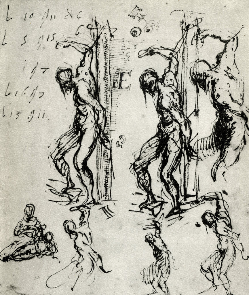 Detail of Sketches for the St Sebastian in Brescia by Titian