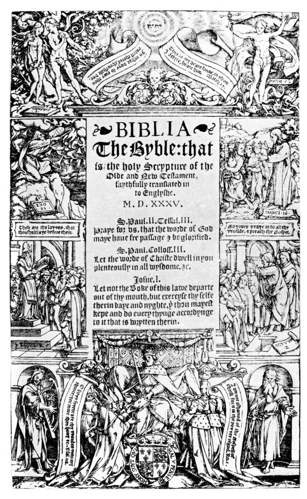 Detail of Title page of the Coverdale Bible by Anonymous