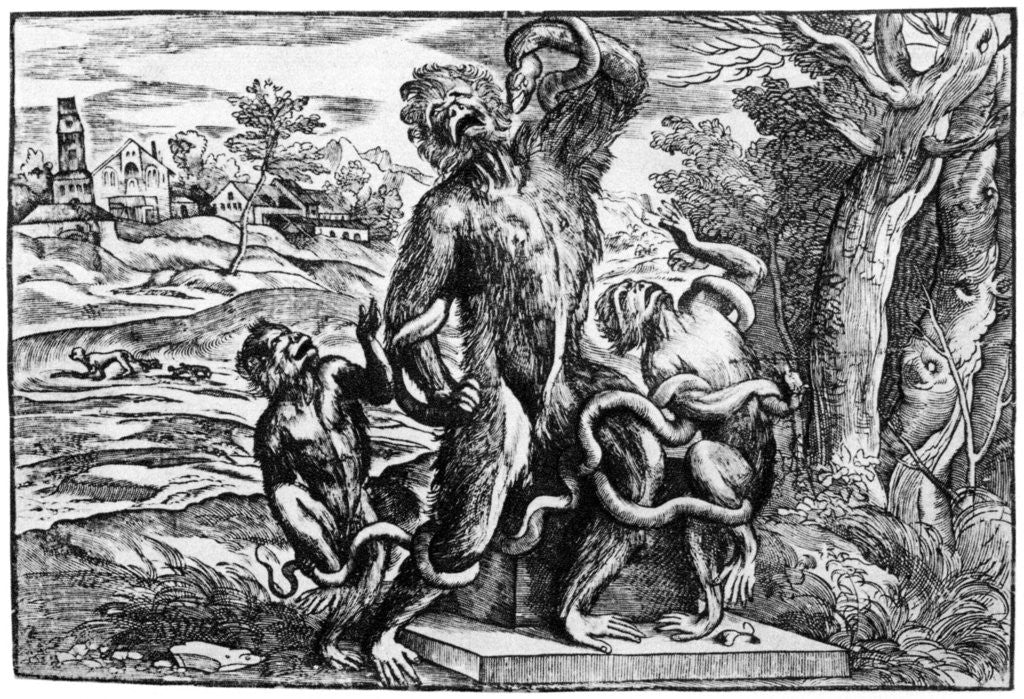 Detail of Caricature of the Laocoon group by Nicolo Boldrini