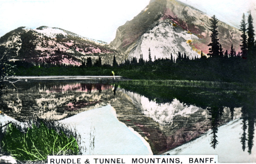 Detail of Mounts Rundle and Tunnel, Banff, Alberta, Canada by Cavenders Ltd