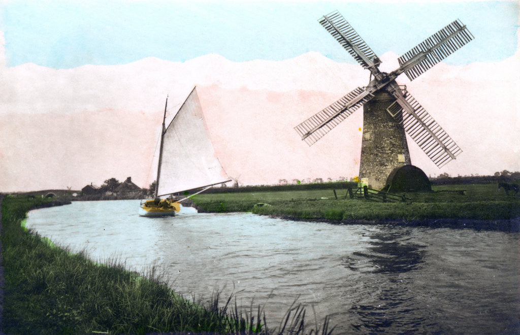 Detail of A windmill on the Norfolk Broads, Norfolk by Cavenders Ltd