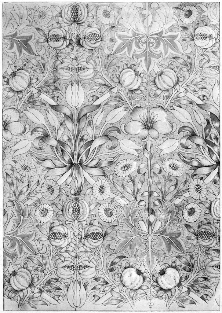 Detail of Lily and pomegranate pattern wallpaper by William Morris
