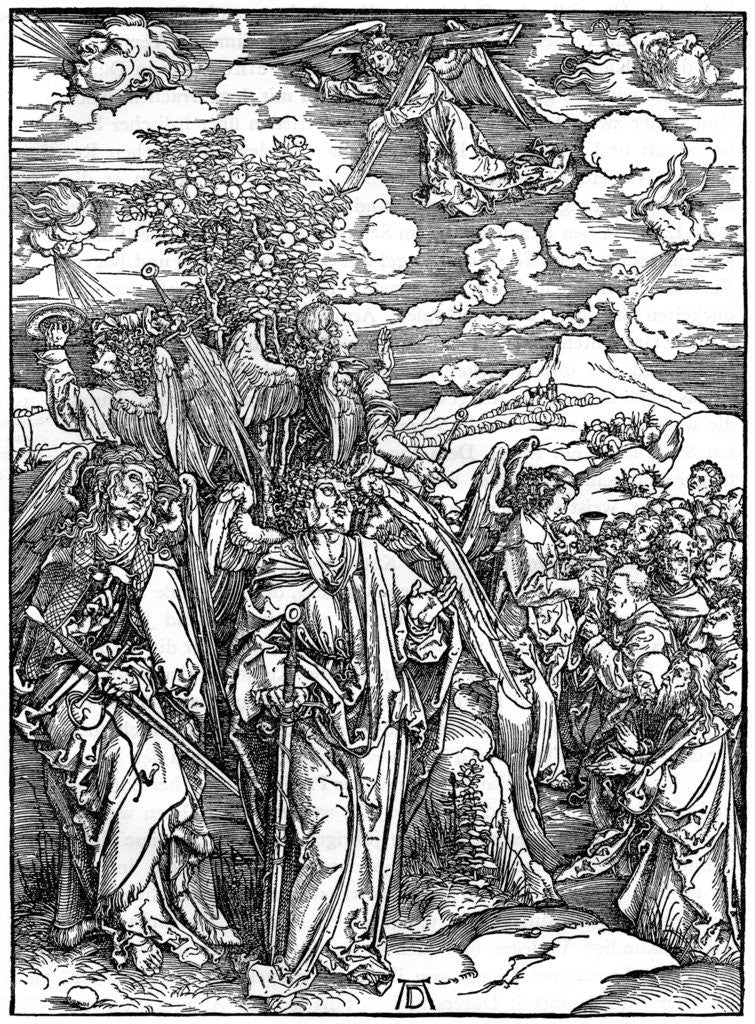 Detail of The Four Angels holding the winds by Albrecht Dürer