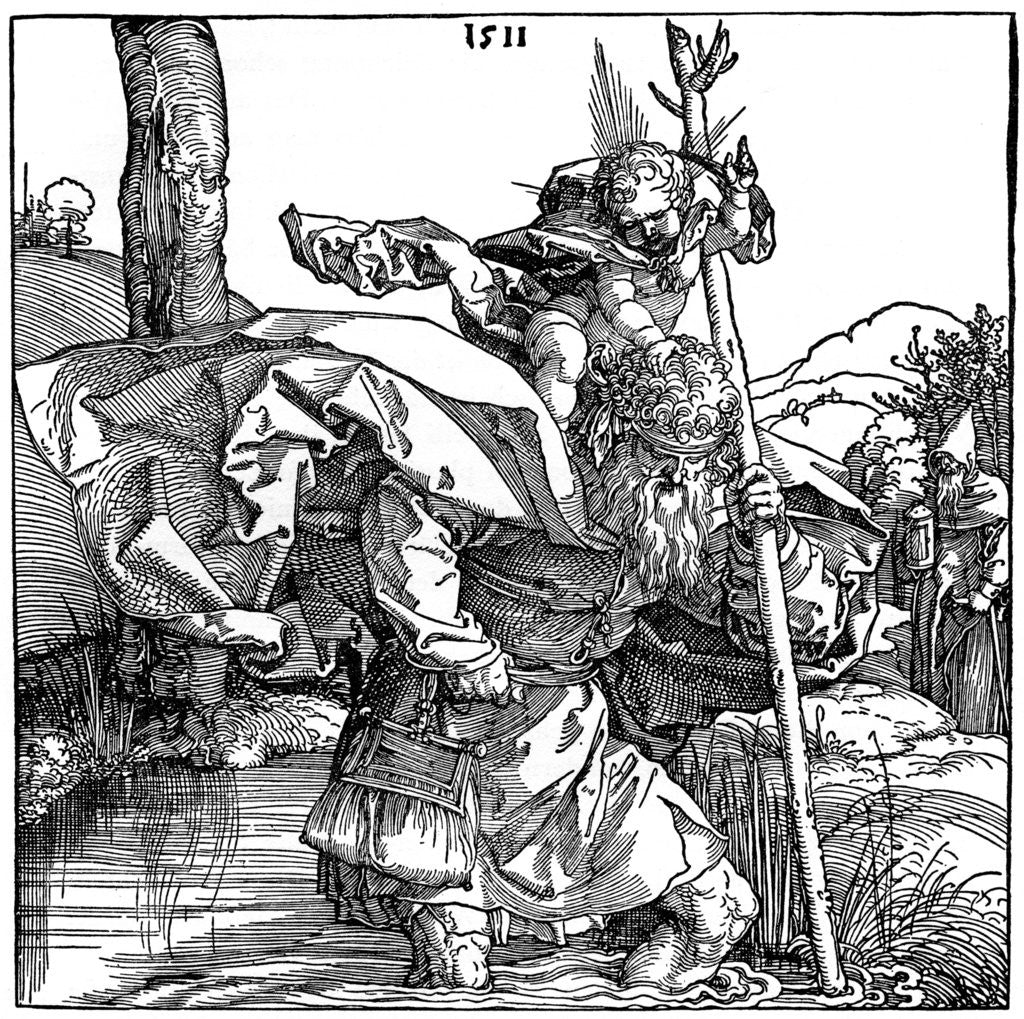 Detail of St Christopher carrying the Infant Christ by Albrecht Dürer