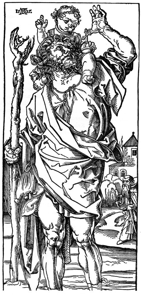 Detail of St Christopher carrying the Infant Christ by Albrecht Dürer