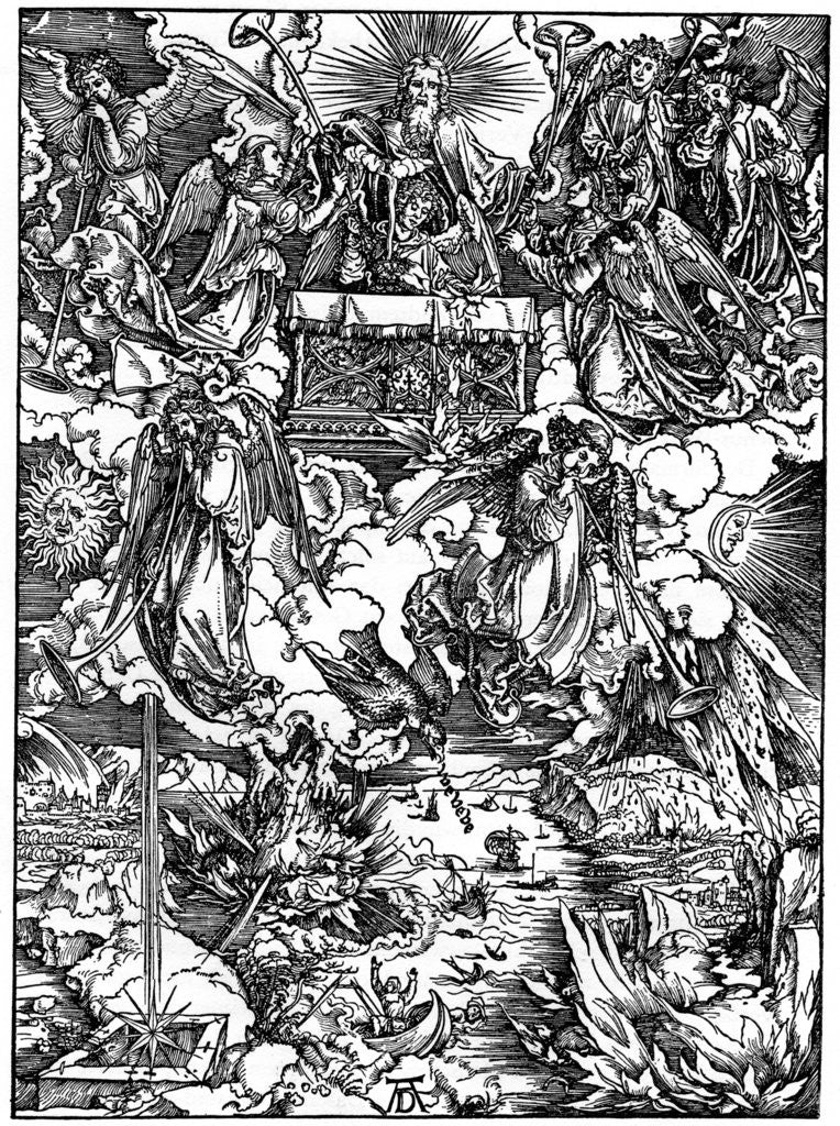 Detail of The Opening of the Seventh Seal, The Seven Angels with the trumpets by Albrecht Dürer