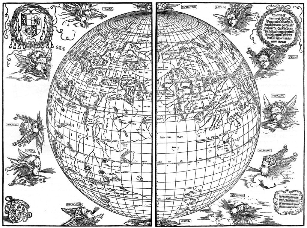Detail of Johannes Stabius map of the world by Albrecht Dürer