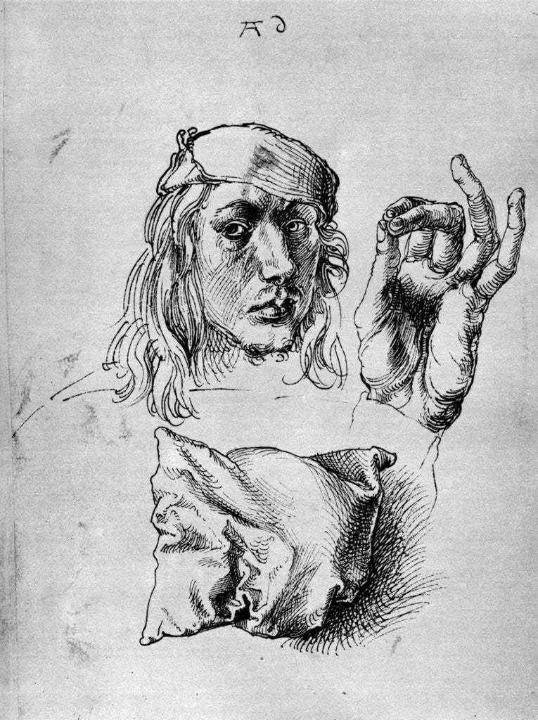 Detail of Self Portrait with a Pillow by Albrecht Dürer