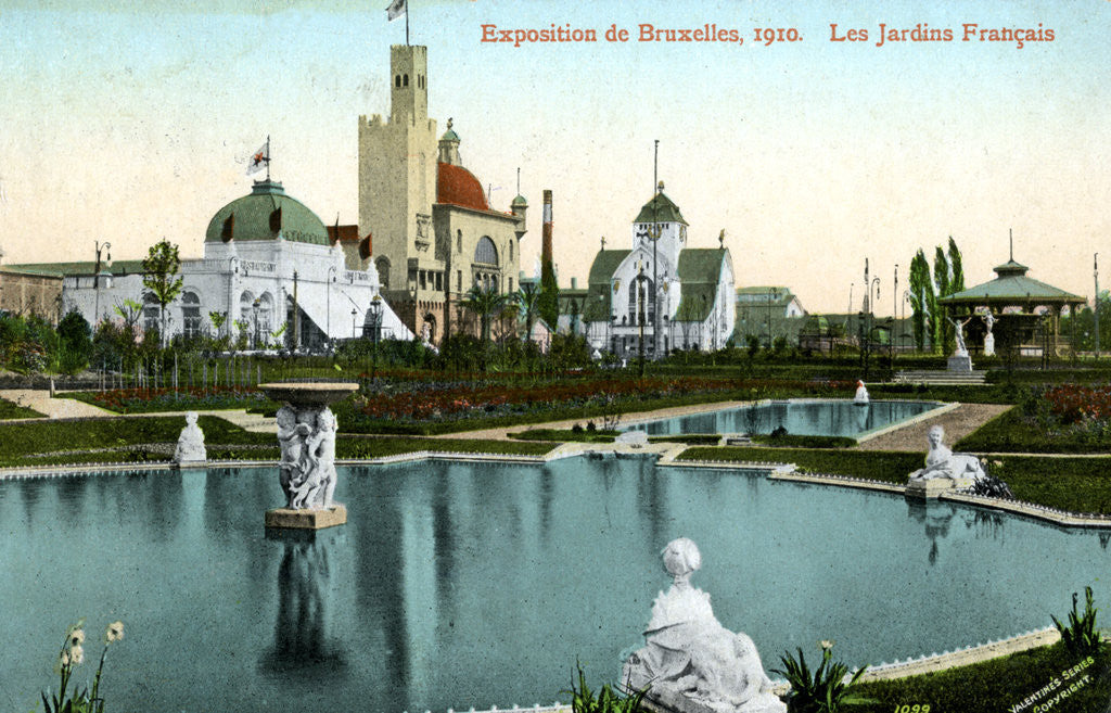 Detail of The French Garden, Universal Exhibition, Brussels, Belgium by Valentine & Sons