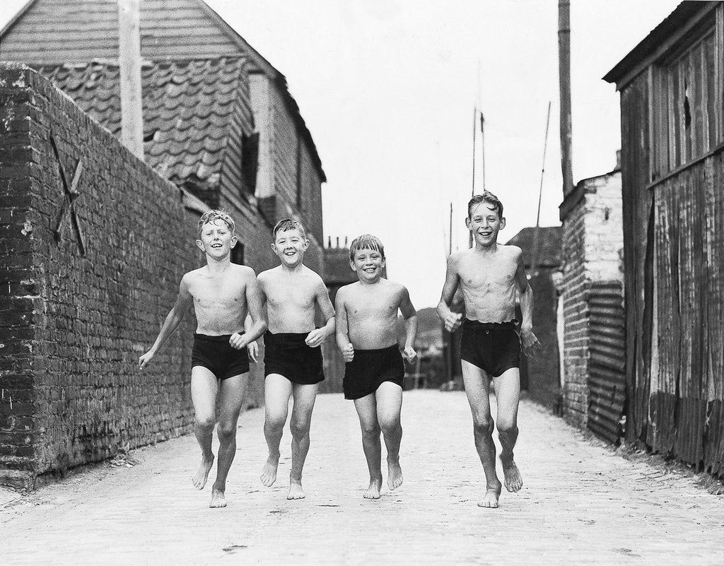 Detail of Children off for a swim by Associated Newspapers