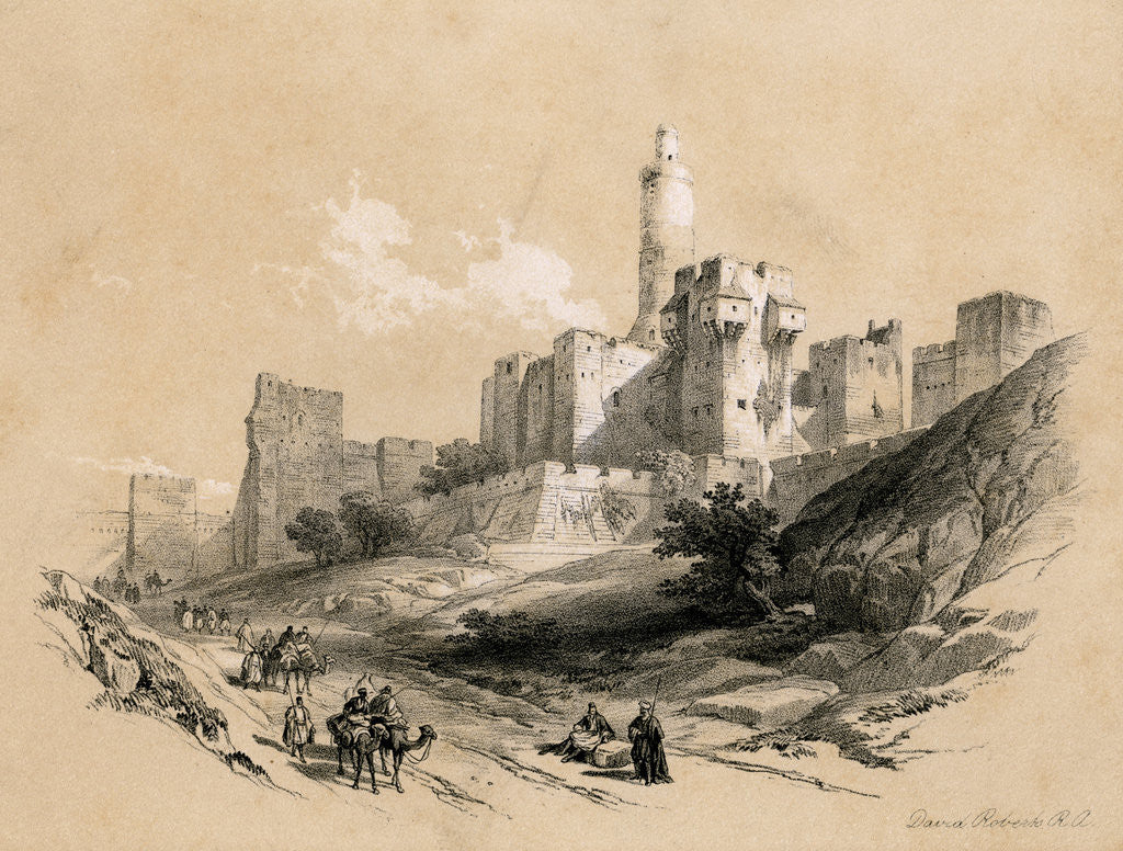 Detail of The Tower of David, Jerusalem, Israel by David Roberts