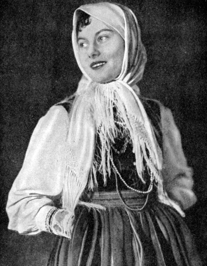 Detail of Polish woman in traditional dress by Anonymous
