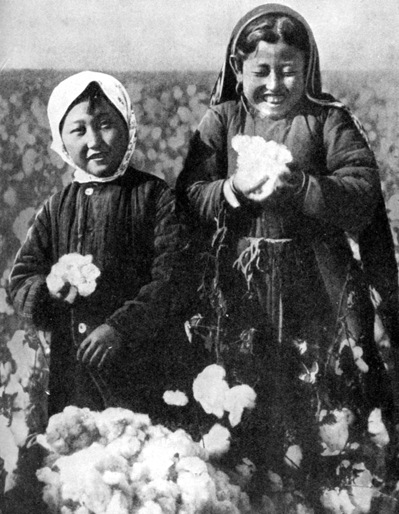 Detail of Girls in a cotton field, Kazakhstan by Anonymous
