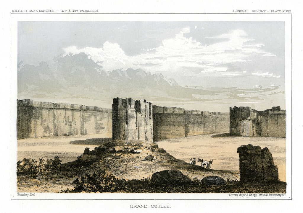 Detail of Grand Coulee, Washington, USA by Gustav Sohon