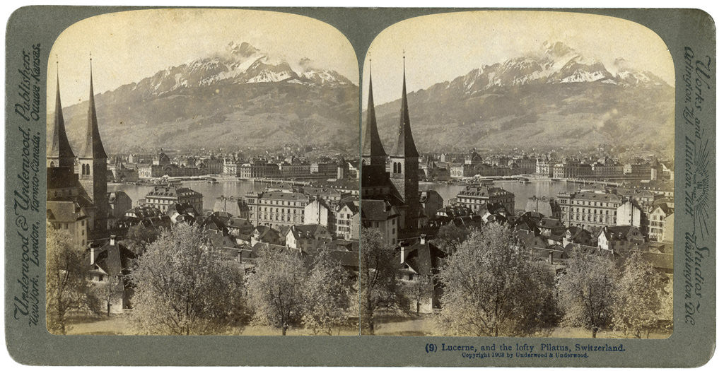 Detail of Lucerne and Mount Pilatus, Switzerland by Underwood & Underwood