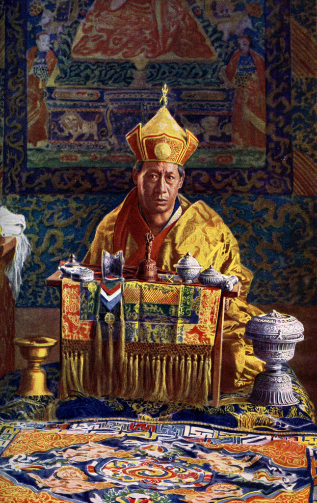 Detail of The Deb Raja, acting head of the Buddhist Church of Bhutan by John Claude White