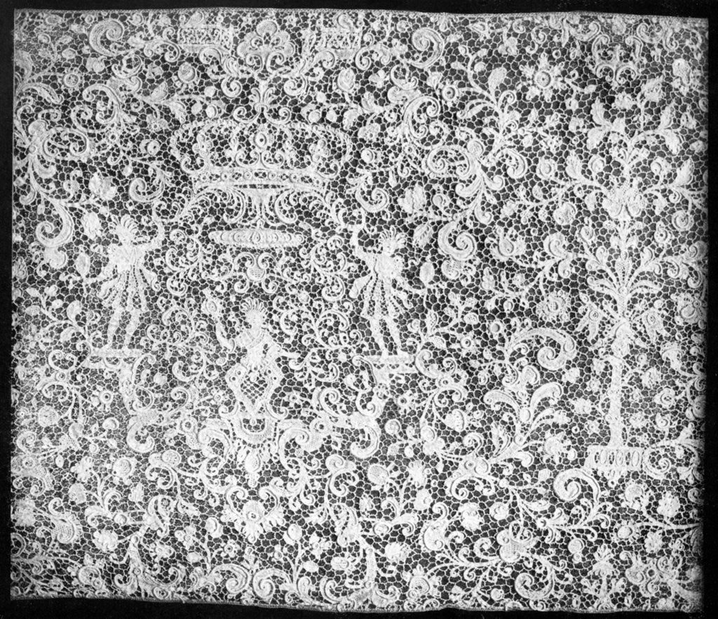 Detail of Raised Venetian or rose point lace by Bemrose