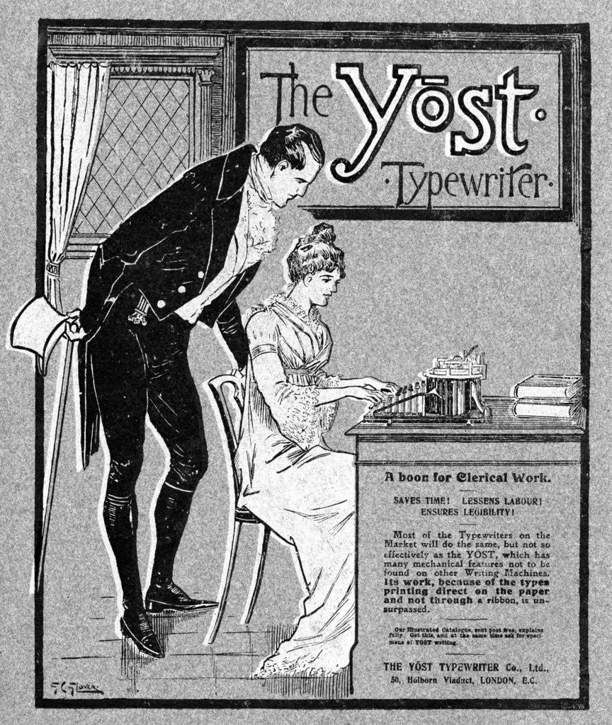 Detail of Advertisement for the Yost typewriter by Glover