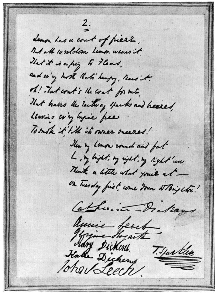 Detail of Rhyming letter from Charles Dickens to Mark Lemon by Anonymous
