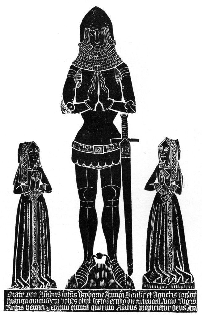 Detail of Rubbing of a medieval engraved brass by Anonymous