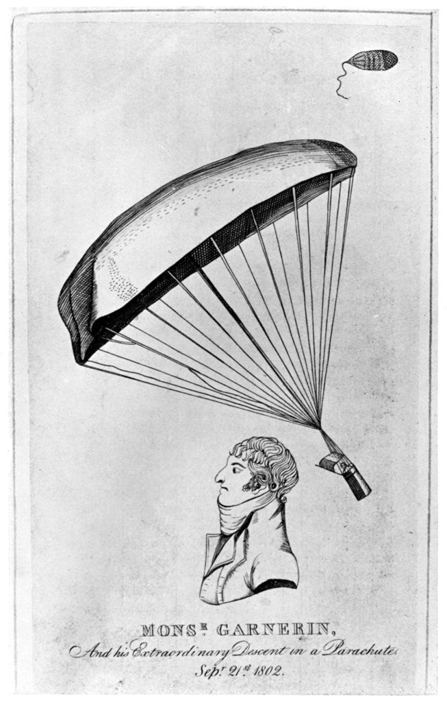 Detail of Andre Jacques Garnerin, French aeronaut and the first parachutist by Anonymous