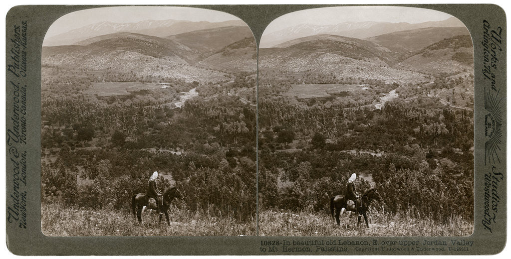 Detail of Lebanon, looking east over the upper Jordan Valley to Mount Hermon by Underwood & Underwood