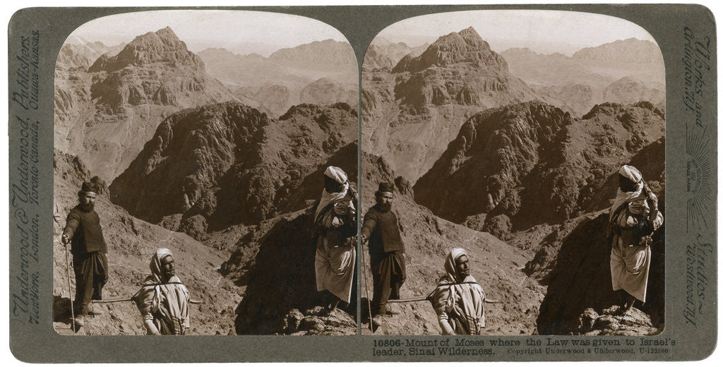 Detail of Mount of Moses, where the law was given to Israel's leader, the Sinai wilderness by Underwood & Underwood
