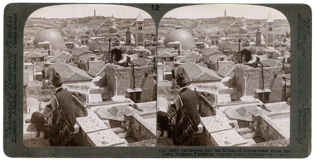Detail of Jerusalem and the Mount of Olives, looking east from the Latin Hospice, Palestine by Underwood & Underwood