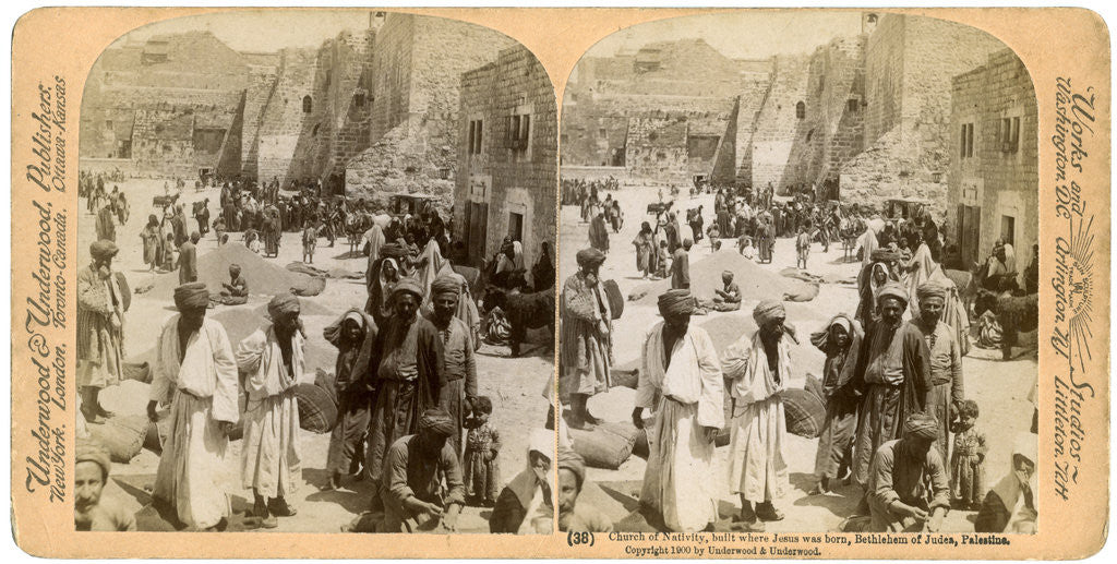 Detail of Church of the Nativity, built where Jesus was born, Bethlehem, Palestine by Underwood & Underwood