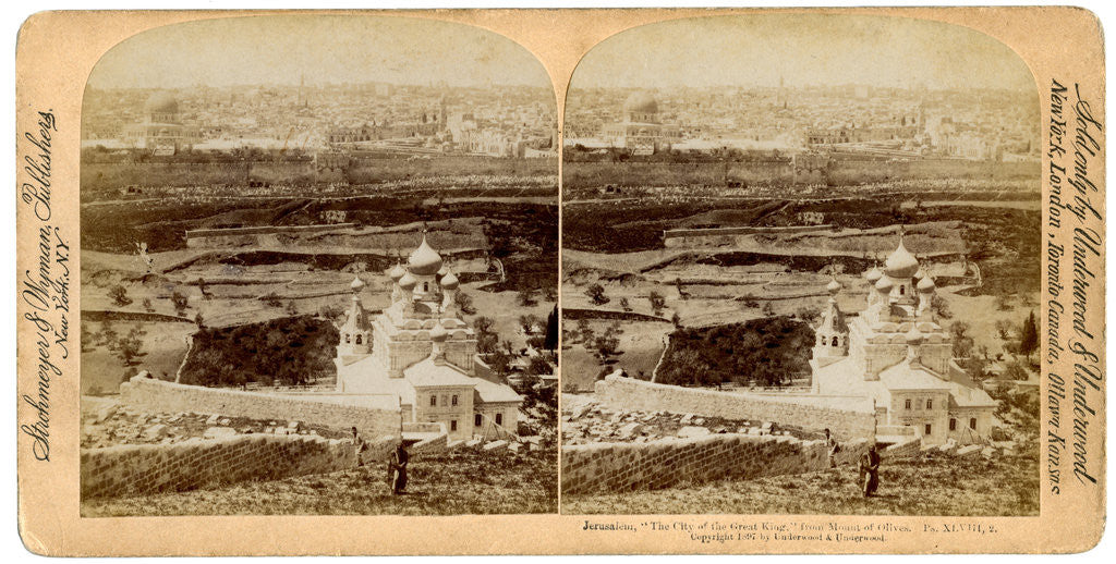 Detail of Jerusalem, as seen from the Mount of Olives, Palestine by Underwood & Underwood