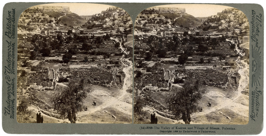 Detail of The valley of Kedron and the village of Siloam, outside the wall of Jerusalem, Palestine by Underwood & Underwood